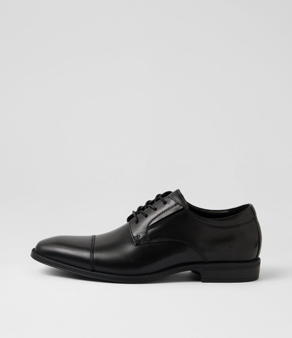 Leyton Black Leather Flat Shoes