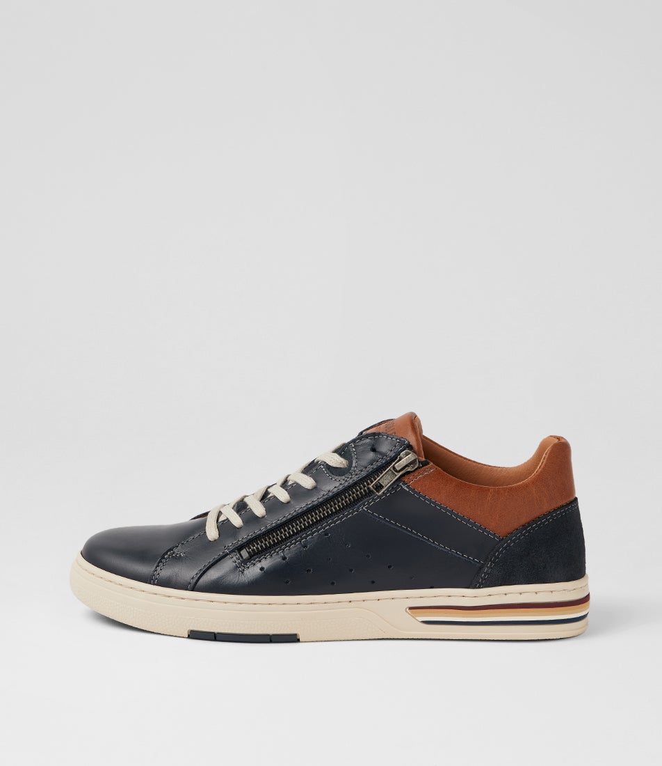 Mooks Blue Leather Sneakers