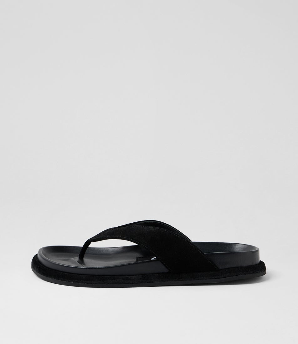 Devon Black Suede Thongs