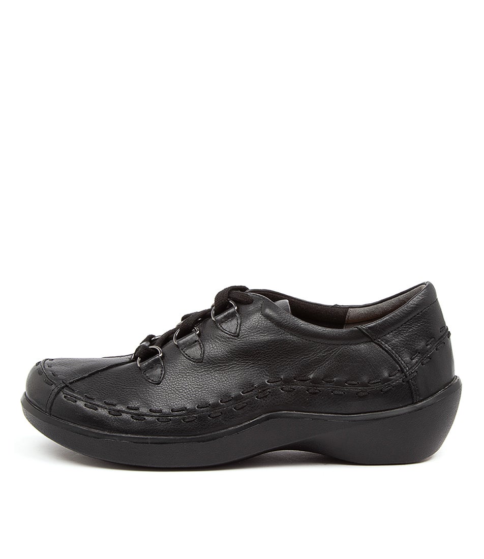 Allsorts Xw Black Leather Lace Up Flats