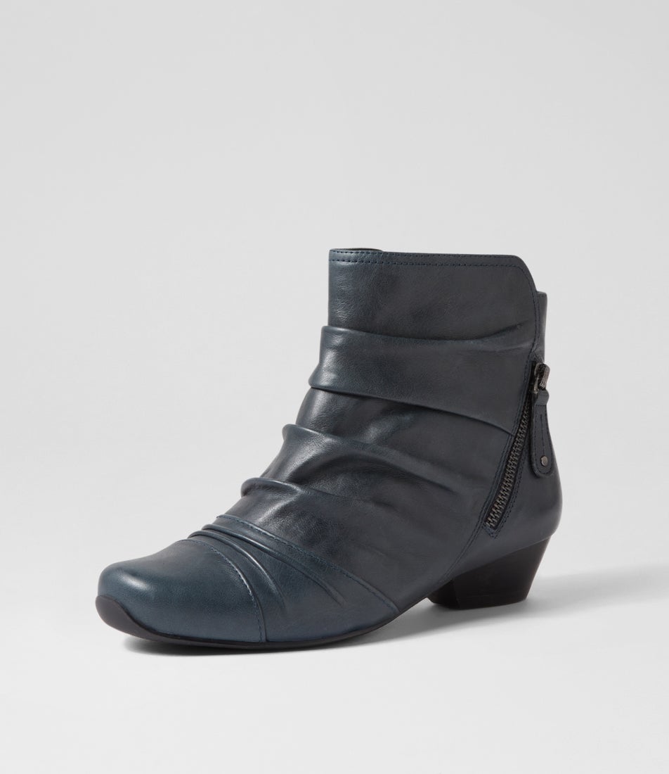 Camryn Xw Zr Navy Leather Ankle Boots