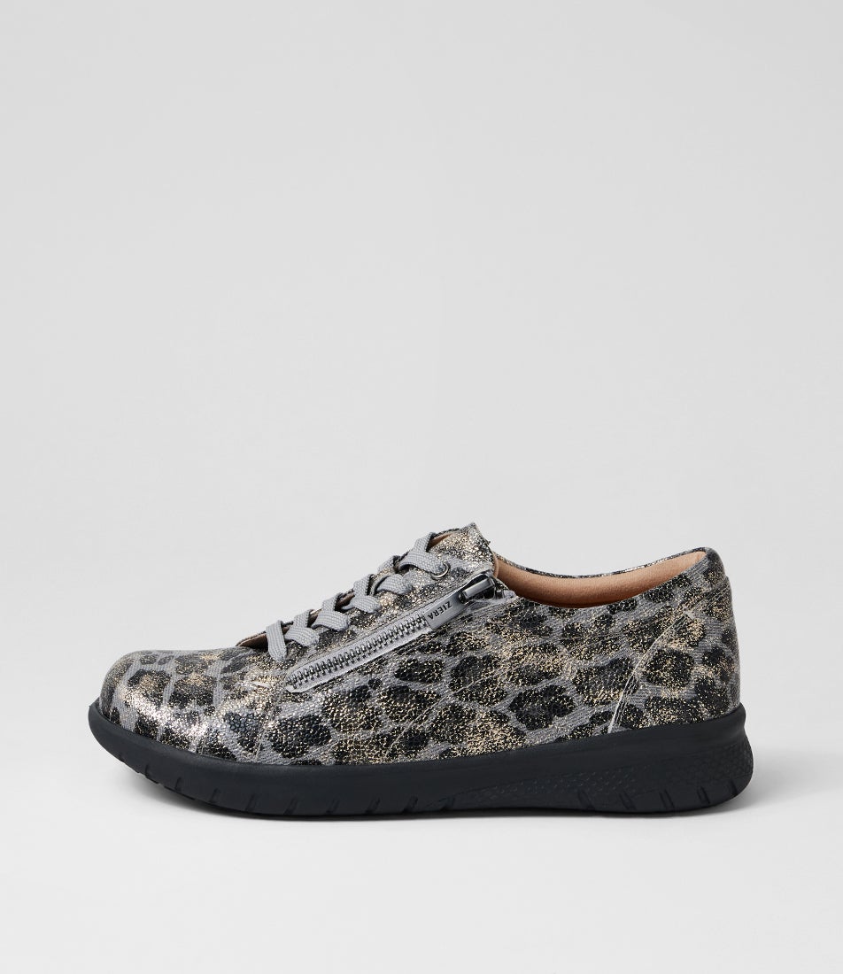 Solar Xf Slate Gold Leopard Leather Sneakers Solar Xf Slate Gold Leopard Leather Sneakers