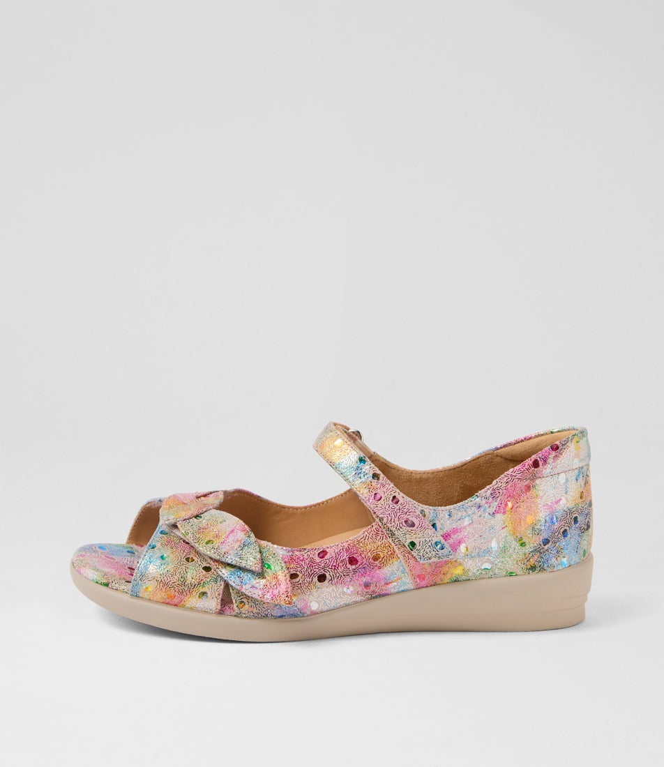 Disco W Ivory Dot Print Leather Sandals Disco W Ivory Dot Print Leather Sandals