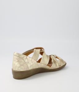 DOXIE W ZR OLD GOLD SATIN METAL LEATHER