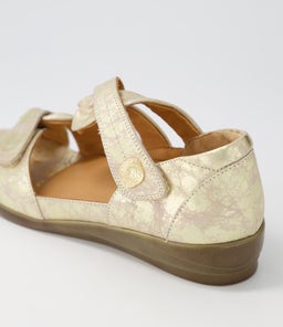 DOXIE W ZR OLD GOLD SATIN METAL LEATHER