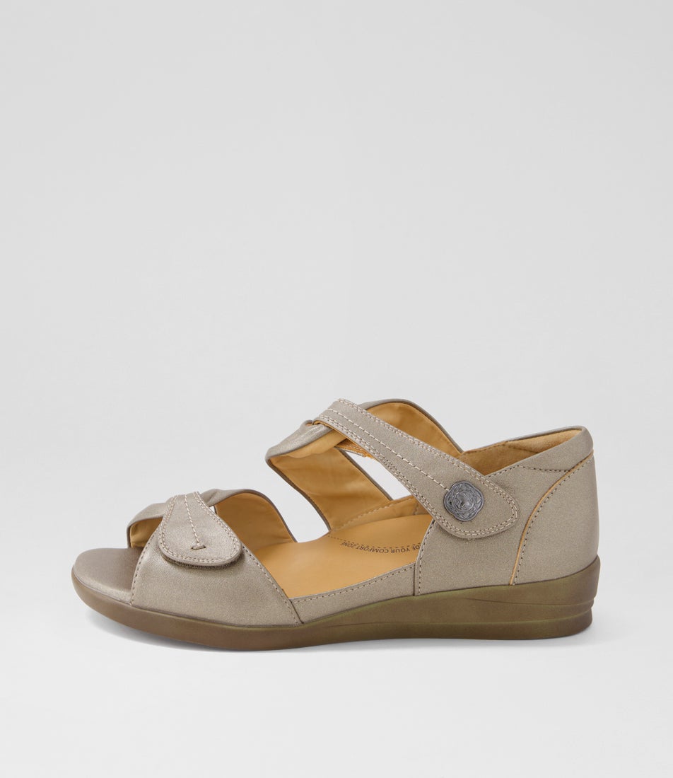 Doxie W Greige Leather Sandals