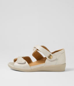 Doxie W Ivory Gold Print Leather Sandals Doxie W Ivory Gold Print Leather Sandals