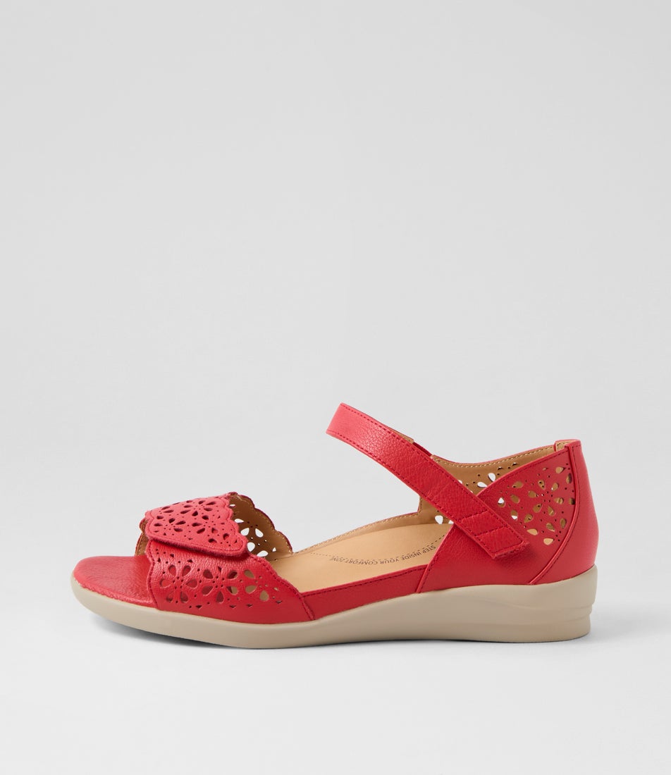 Dusty W Red Almond Leather Sandals Dusty W Red Almond Leather Sandals