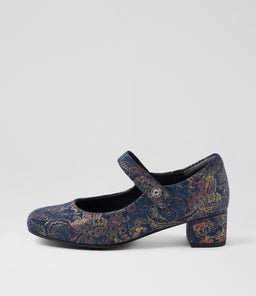 KITTY W ZR NAVY ROYAL PRINT SUEDE