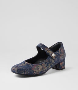 KITTY W ZR NAVY ROYAL PRINT SUEDE