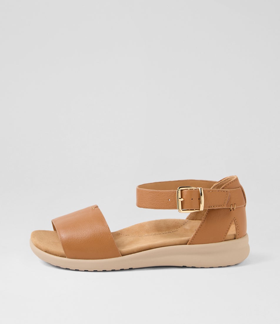 Beverly Xw Dark Tan Almond Leather Sandals
