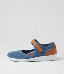 USHERY XF ZR BLUE DENIM DK TAN FABRIC