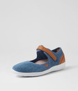 USHERY XF ZR BLUE DENIM DK TAN FABRIC