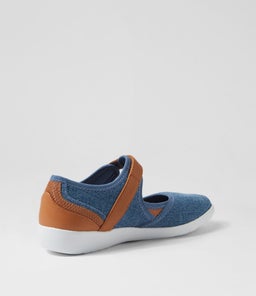 USHERY XF ZR BLUE DENIM DK TAN FABRIC