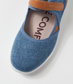 USHERY XF ZR BLUE DENIM DK TAN FABRIC