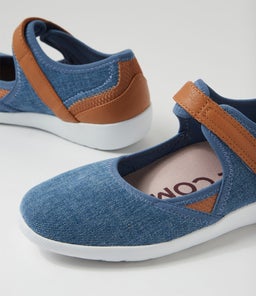 USHERY XF ZR BLUE DENIM DK TAN FABRIC