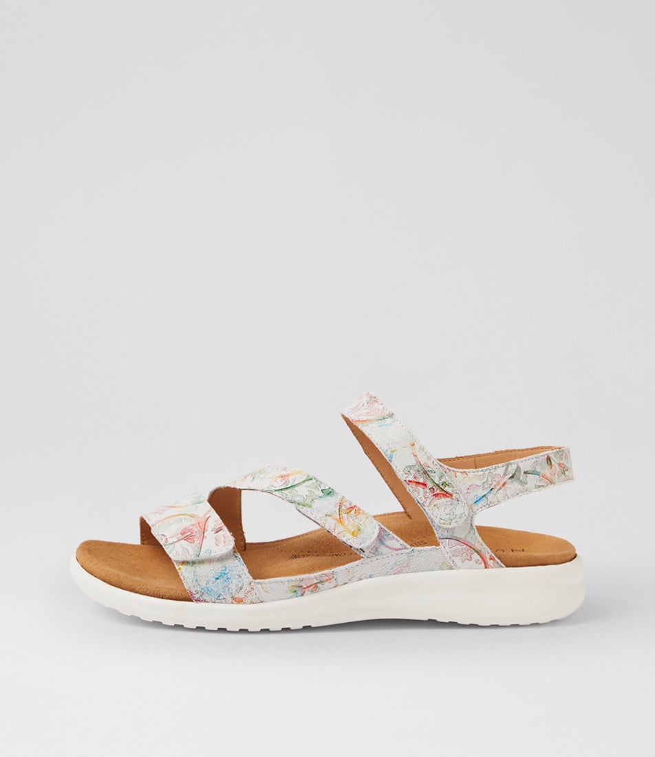 Boyde Xw Almond Floral White Leather Sandals Boyde Xw Almond Floral White Leather Sandals