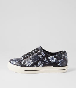 ASHLEEN W ZR BLACK&WHITE FLOWER LEATHER