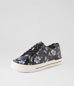 ASHLEEN W ZR BLACK&WHITE FLOWER LEATHER