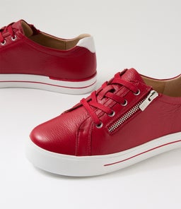 AUDRY W ZR DK RED WHITE LEATHER
