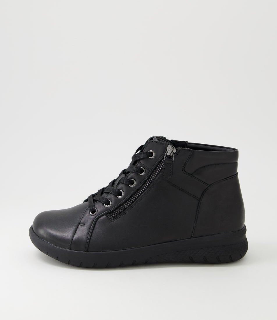 Shaunat Xf Black Leather Lace Up Boots