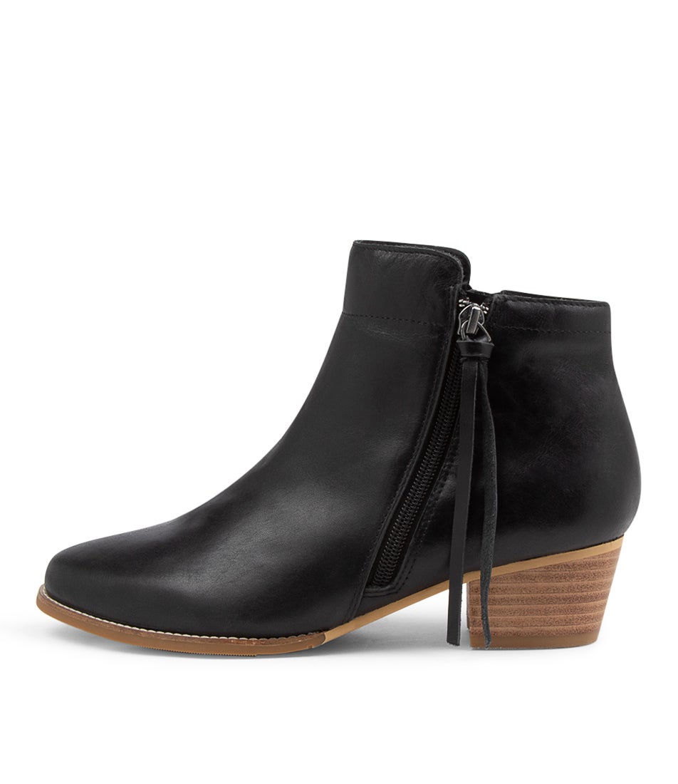Vendas Xf Black Leather Ankle Boots Nh