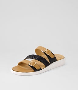 IEANNY W ZR DK TAN BLACK LEATHER WEAVE
