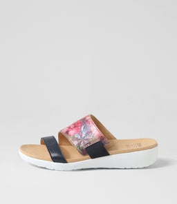 UCCOE W ZR NAVY FUCHSIA FLORAL LEATHER