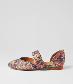 LORAA W ZR GREEN FLORAL LEATHER