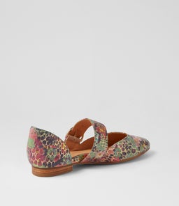 LORAA W ZR GREEN FLORAL LEATHER