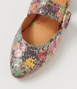 LORAA W ZR GREEN FLORAL LEATHER