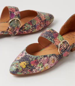 LORAA W ZR GREEN FLORAL LEATHER