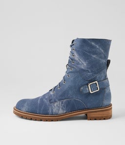 MIYOKO W ZR BLUE DISTRESS DENIM LEATHER