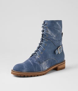 MIYOKO W ZR BLUE DISTRESS DENIM LEATHER