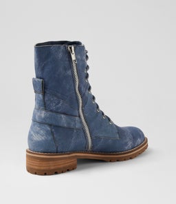 MIYOKO W ZR BLUE DISTRESS DENIM LEATHER