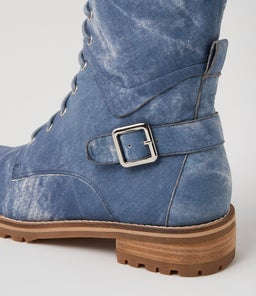 MIYOKO W ZR BLUE DISTRESS DENIM LEATHER