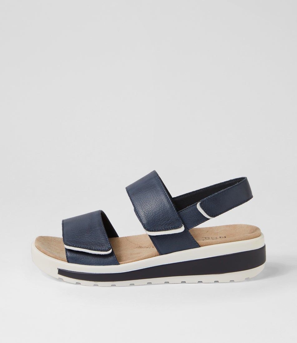 Garlin W Navy White Leather Sandals Garlin W Navy White Leather Sandals