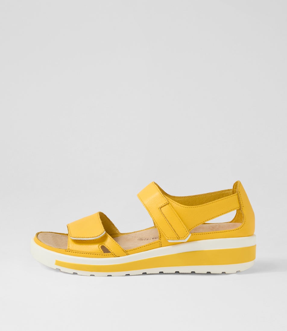 Gedd W Bright Yellow White Leather Sandals