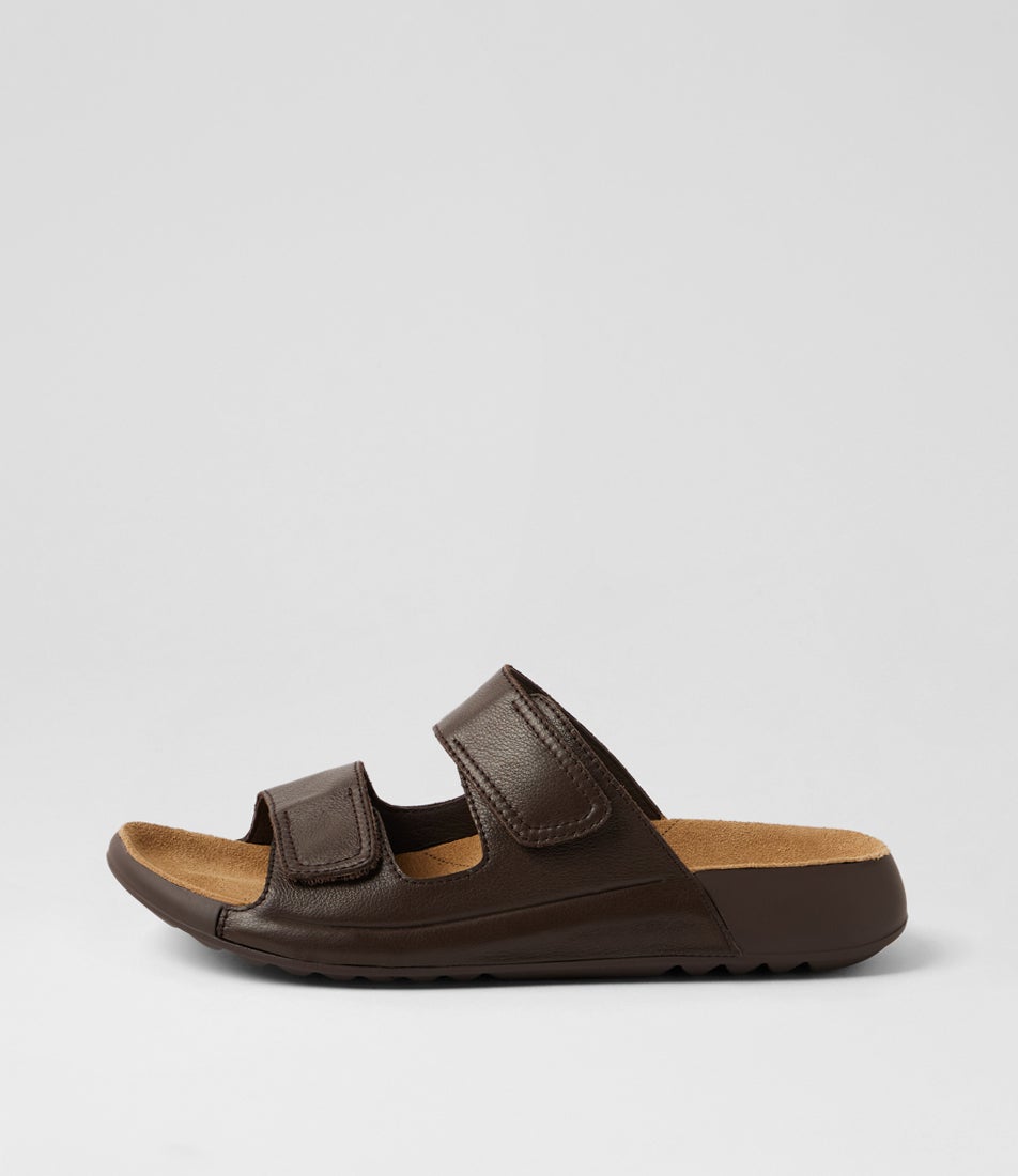 Yava W Choc Leather Slides