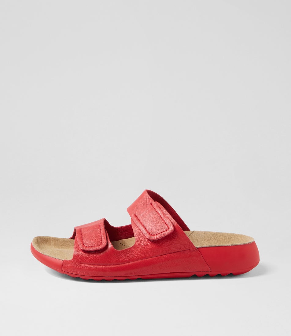 Yava W Red Leather Slides