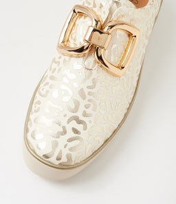 ZEKI W ZR BEIGE&GOLD LEOPARD LEATHER
