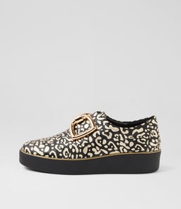 ZEKI W ZR BLACK&GOLD LEOPARD LEATHER