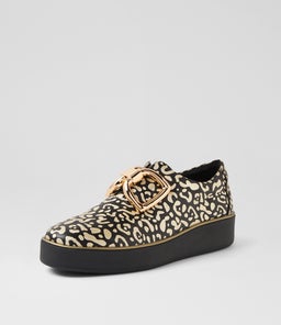 ZEKI W ZR BLACK&GOLD LEOPARD LEATHER