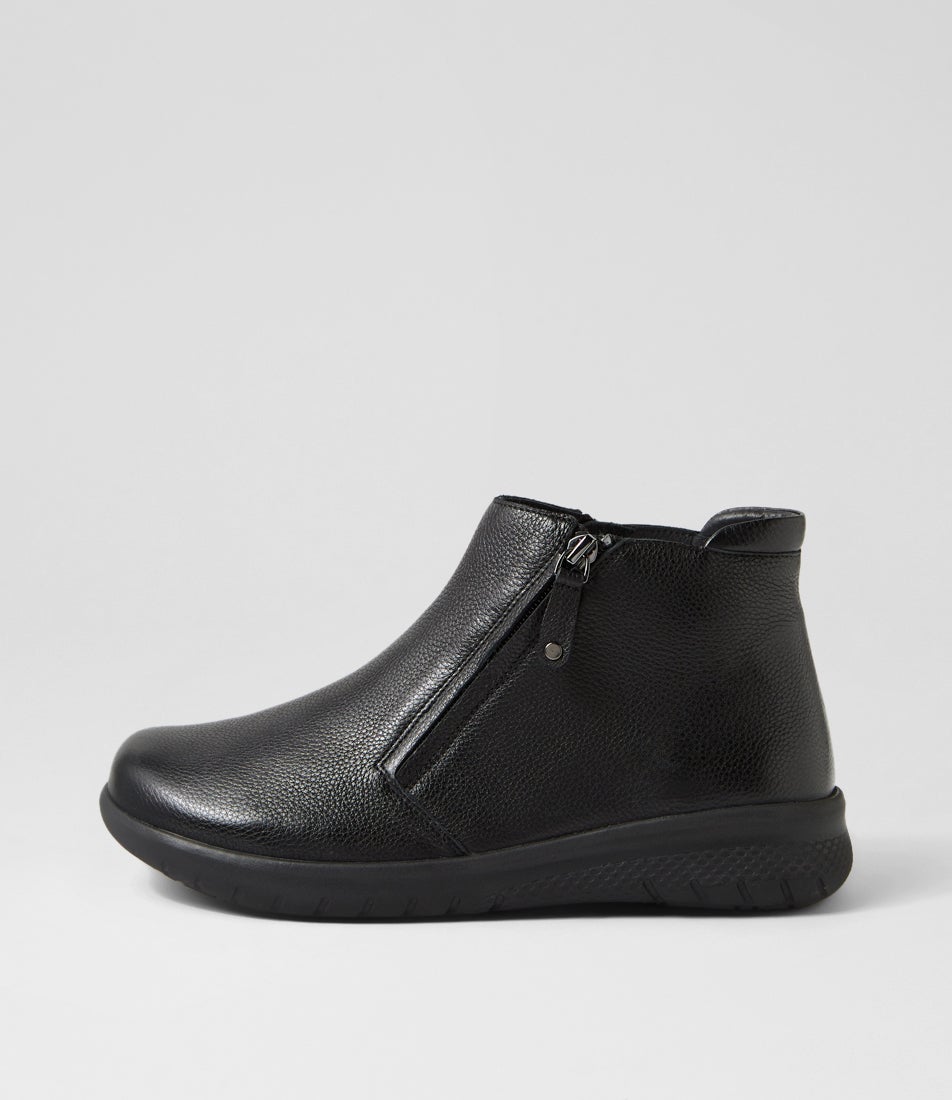 Solange Xf Black Tumble Leather Ankle Boots