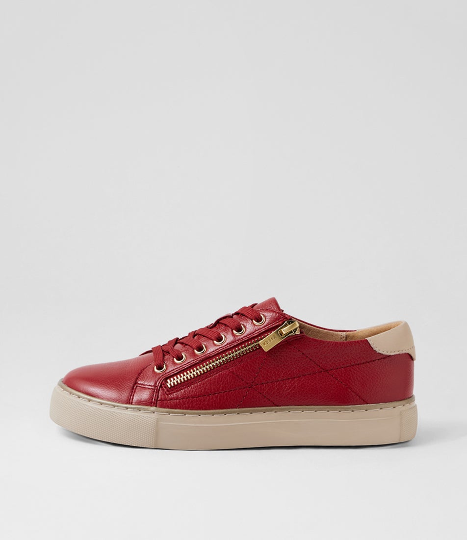 Pryor Xf Dark Red Almond Leather Sneakers