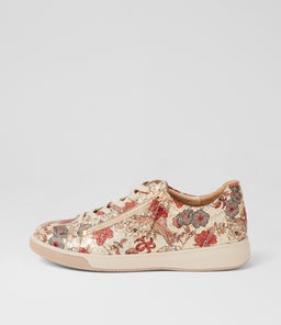 Aito Xf Red Floral Leather Sneakers Aito Xf Red Floral Leather Sneakers