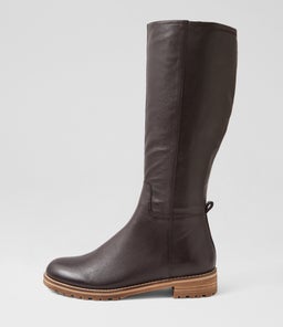 MARTHE W ZR CHOC LEATHER STRETCH SMOOTH