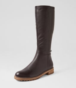 MARTHE W ZR CHOC LEATHER STRETCH SMOOTH