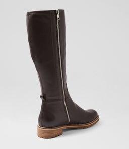 MARTHE W ZR CHOC LEATHER STRETCH SMOOTH