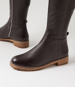 MARTHE W ZR CHOC LEATHER STRETCH SMOOTH